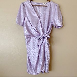 Entro Lavender Leopard Print Satin Wrap Romper